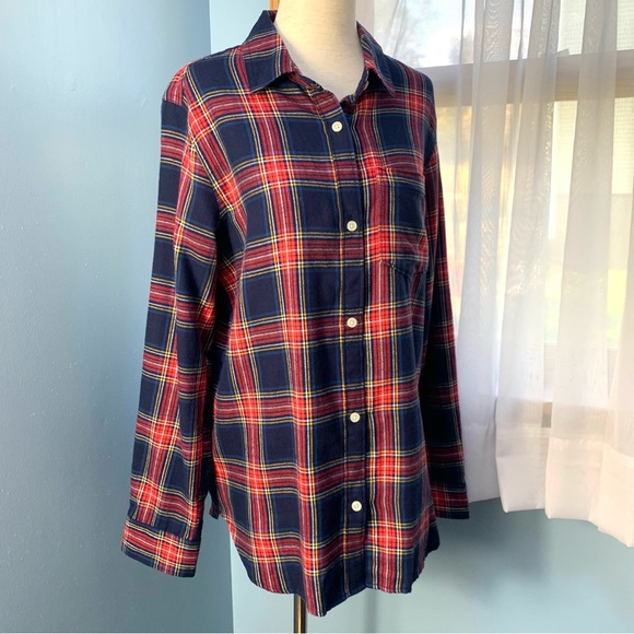 Old Navy Blue Tartan Plaid Classic Flannel Button Down - Picture 5 of 8